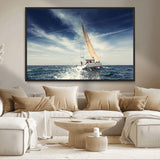 75430-MGV-CV-36X24-Sailing Boat Wall Art – Dynamic Ocean Yacht Canvas Print, Nautical Decor for Living Room, Office, Beach House or Cabin