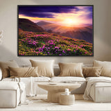 49741-MGV-CV-36X24-Mountain Sunrise Wall Art – Vibrant Floral Landscape Canvas Print, Nature Home Decor for Living Room, Bedroom Office or Cabin