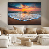 87032-MGV-CV-36X24-Ocean Sunset Wall Art – Stunning Beach Canvas Print with Vibrant Sky, Calm Waves, and Golden Horizon, Perfect Coastal Decor for
