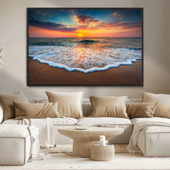 87032-MGV-CV-36X24-Ocean Sunset Wall Art – Stunning Beach Canvas Print with Vibrant Sky, Calm Waves, and Golden Horizon, Perfect Coastal Decor for