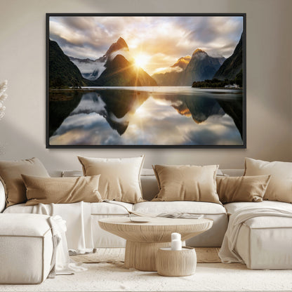 78842-MGV-CV-36X24-Sunrise Mountain Reflection Wall Art – Stunning Nature Landscape Canvas Print for Home, Office, Living Room or Relaxing Space