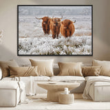 10396-MGV-CV-36X24-Highland Cattle Wall Art – Rustic Winter Landscape Canvas Print, Farmhouse Decor for Living Room, Office, Cabin or Country Home