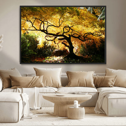 19067-MGV-CV-36X24-Golden Canopy Wall Art – Panoramic Autumn Tree Canvas Print, Warm Seasonal Decor for Living Room, Office or Garden Space