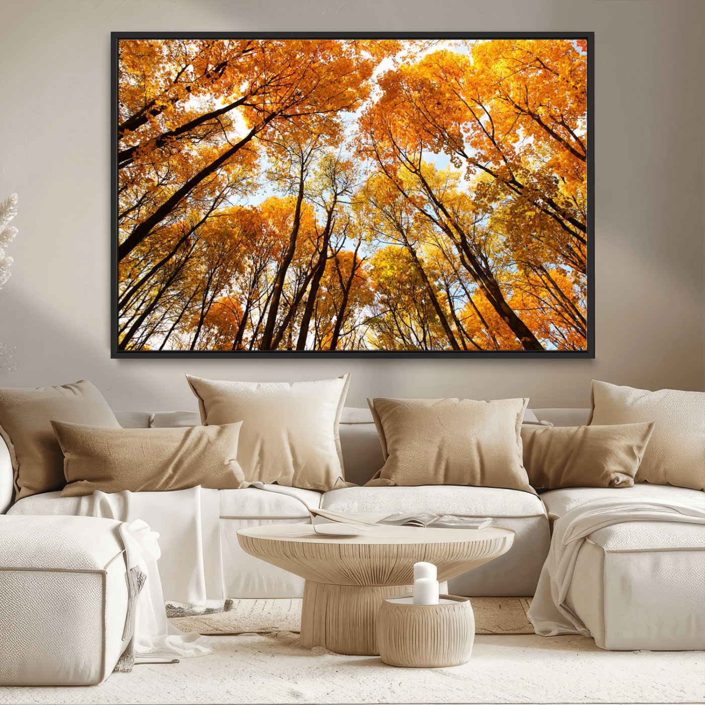 11823-MGV-CV-36X24-Golden Autumn Tree Canopy Wall Art – Stunning Fall Forest Leaves Print, Warm Seasonal Nature Decor for Home, Office or Cabin