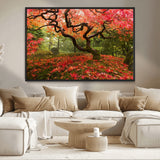 73343-MGV-CV-36X24-Autumn Maple Wall Art – Panoramic Vibrant Red Maple Tree Canvas Print, Seasonal Nature Decor for Office, Living Room or Garden