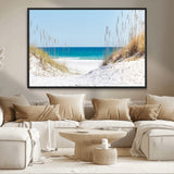 58498-MGV-CV-36X24-White Sandy Beach Wall Art – Panoramic Coastal Canvas Print, Ocean View Decor for Living Room, Bedroom, Office, Relaxing Seaside