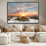 91064-MGV-CV-36X24-Beach Sunset Wall Art – Coastal Sand Dunes and Ocean Horizon Canvas Print, Seaside Landscape Wall Decor for Living Room, Bedroom