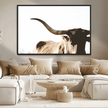 35866-MGV-CV-36X24-Texas Longhorn Wall Art – Rustic Western Bull Canvas Print, Farmhouse Animal Photography Decor for Living Room, Office, or Ranch