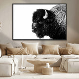 68780-MGV-CV-36X24-Bison Close-Up Wall Art – Black and White Buffalo Canvas Print, Rustic Wildlife Photography Decor for Living Room, Office, or