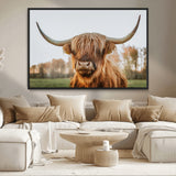 64824-MGV-CV-36X24-Highland Cow Wall Art – Rustic Scottish Bull Canvas Print, Farmhouse Animal Decor for Living Room, Bedroom, Office or Cabin