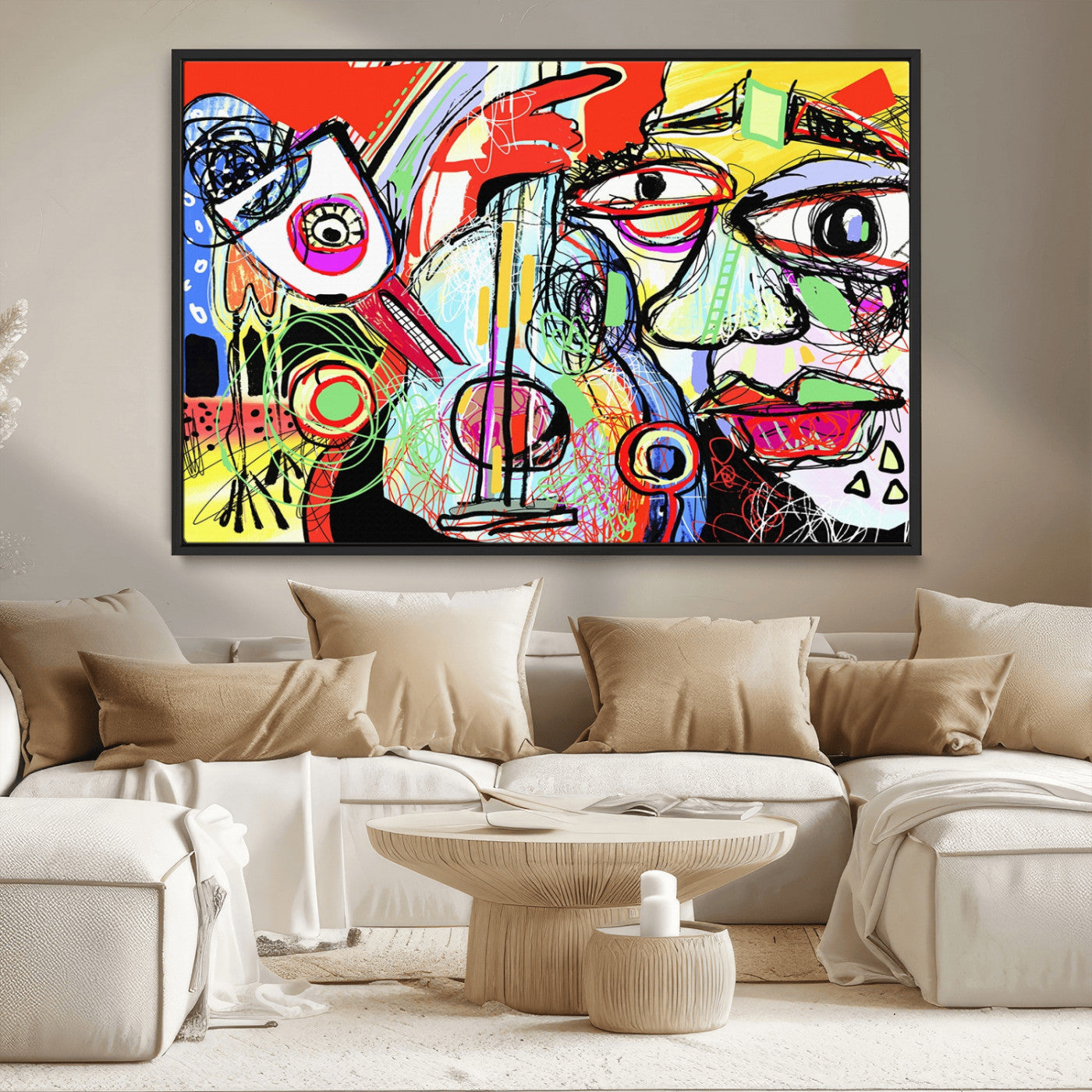 37796-MGV-CV-36X24-Picasso Style Wall Art Canvas Print, Framed Picasso Art Picture Print, Picasso Cubism Perfect Modern Abstract Decor Artwork