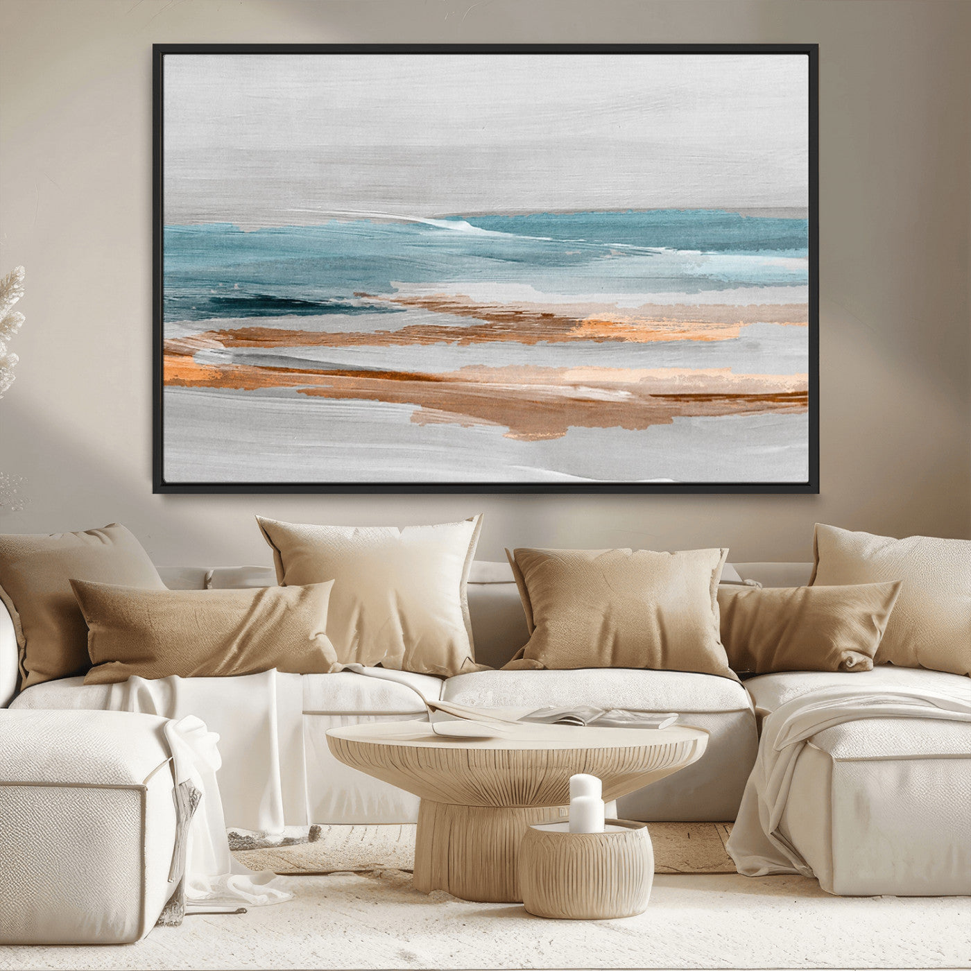 23430-MGV-CV-36X24-Abstract Coastal Wall Art – Modern Ocean Horizon Canvas Print, Minimalist Beach Scene Painting for Bedroom, Living Room, Office or
