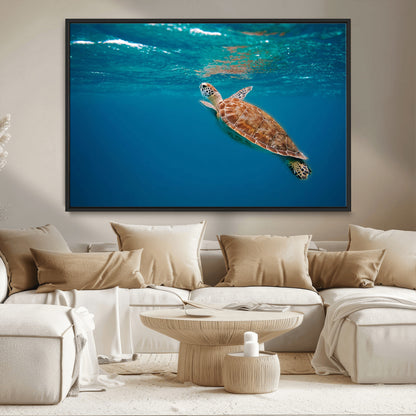 91440-MGV-CV-36X24-Sea Turtle Wall Art – Ocean Turtle Canvas Print, Underwater Marine Life Decor for Living Room, Office, Beach House or Bathroom