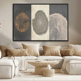 80725-MGV-CV-36X24-Wood Tree Rings Wall Art Canvas Print, Framed Tree Rings Art Picture Print, Abstract Tree Rings Perfect Modern Boho Decor Artwork