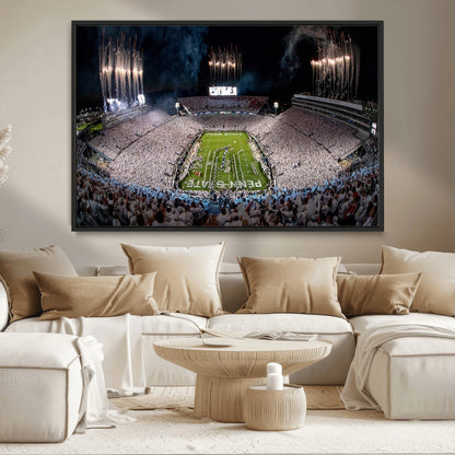 11391-MGV-CV-36X24-Penn State Stadium Wall Art – Panoramic White Out Football Game Canvas Print, College Sports Decor for Office, Man Cave, or Living