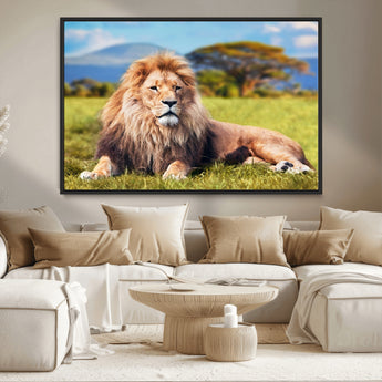 67826-MGV-CV-36X24-Majestic Lion Wall Art – King of the Jungle Canvas Print, Safari Wildlife Decor for Living Room, Office, or Man Cave