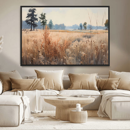 98822-MGV-CV-36X24-Autumn Meadow Wall Art – Tranquil Grassland Landscape Canvas Print, Rustic Country Decor for Living Room, Bedroom or Farmhouse
