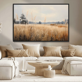 38193-MGV-CV-36X24-Golden Meadow Wall Art – Serene Grassland Landscape Canvas Print, Rustic Nature Decor for Bedroom, Living Room or Farmhouse