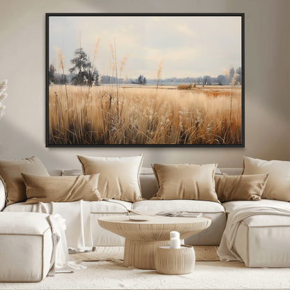 38193-MGV-CV-36X24-Golden Meadow Wall Art – Serene Grassland Landscape Canvas Print, Rustic Nature Decor for Bedroom, Living Room or Farmhouse