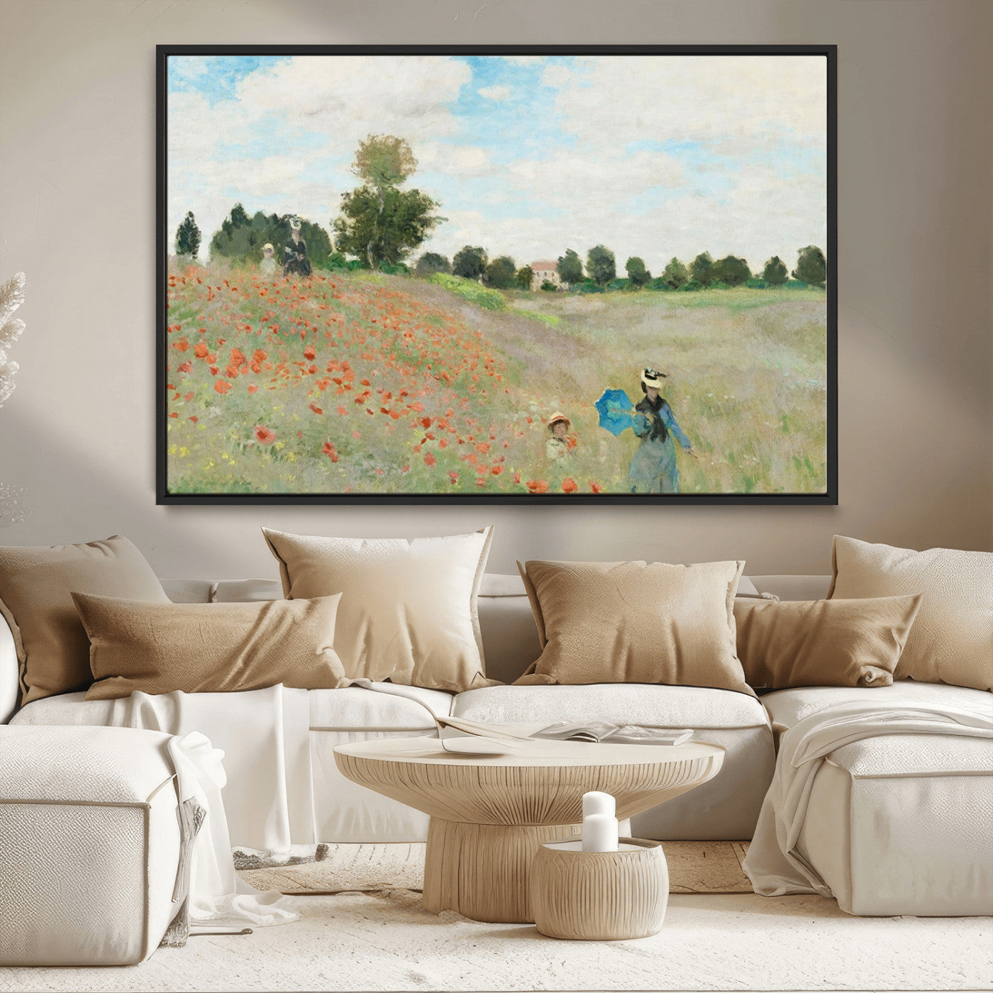 74890-MGV-CV-36X24-Monet Poppy Field Wall Art – Impressionist Landscape Canvas Print, Classic French Artwork for Living Room, Bedroom or Office Decor