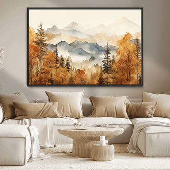 72950-MGV-CV-36X24-Autumn Mountain Forest Wall Art – Golden Fall Landscape Canvas Print, Nature-Inspired Home Decor for Living Room, Bedroom or