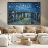 94605-MGV-CV-36X24-Starry Night Over the Rhone Wall Art – Vincent van Gogh Canvas Print, Famous Impressionist Painting for Living Room, Office
