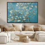 65607-MGV-CV-36X24-Almond Blossom Wall Art – Van Gogh Blue Floral Canvas Print, Elegant Impressionist Painting Decor for Living Room, Bedroom or