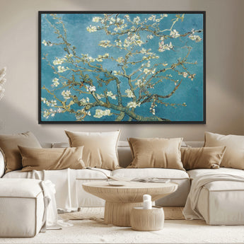 65607-MGV-CV-36X24-Almond Blossom Wall Art – Van Gogh Blue Floral Canvas Print, Elegant Impressionist Painting Decor for Living Room, Bedroom or