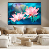 32559-MGV-CV-36X24-Lotus Flower Wall Art – Pink Water Lily Canvas Print, Tranquil Nature Decor for Living Room, Bedroom or Meditation Space