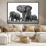 91685-MGV-CV-36X24-Elephant Herd Wall Art – Black and White Safari Canvas Print, African Wildlife Photography Decor for Living Room, Office or