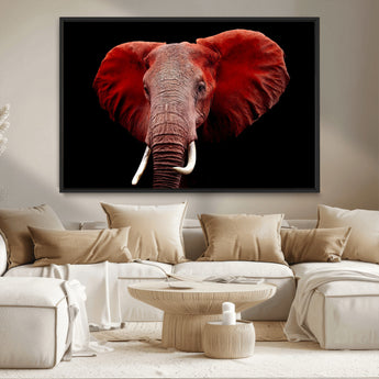 14788-MGV-CV-36X24-Red Elephant Wall Art – Bold Wildlife Canvas Print, African Safari Animal Decor for Living Room, Bedroom or Office
