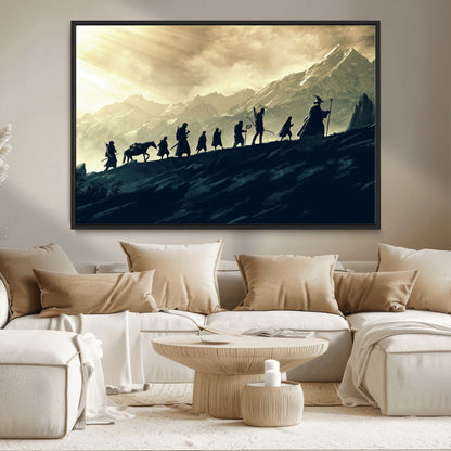 41574-MGV-CV-36X24-Fellowship Journey Wall Art – Epic Fantasy Adventure Canvas Print, Mountain Landscape Decor for Living Room, Office or Man Cave