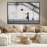 50559-MGV-CV-36X24-Banksy Girl with Balloon Wall Art – Famous Street Graffiti Canvas Print, Modern Urban Artwork for Living Room, Bedroom or Office