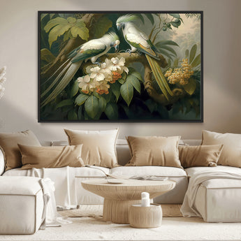 84047-MGV-CV-36X24-Tropical Birds Wall Art – Elegant Botanical Canvas Print, Exotic Nature Decor for Living Room, Bedroom or Office