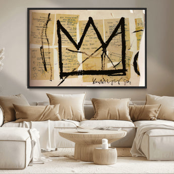 37215-MGV-CV-36X24-Abstract Crown Wall Art – Urban Graffiti Style Canvas Print Modern Street Art Design, Bold Contemporary Decor for Living Room,