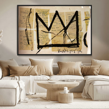 37215-MGV-CV-36X24-Abstract Crown Wall Art – Urban Graffiti Style Canvas Print Modern Street Art Design, Bold Contemporary Decor for Living Room,