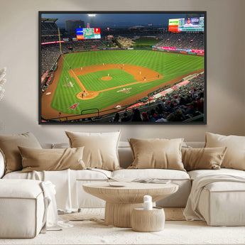 93707-MGV-CV-36X24-Los Angeles Stadium Wall Art Canvas Print, Framed Angel Stadium Field Art Picture Print, Anaheim Stadium Perfect Sports Room Decor