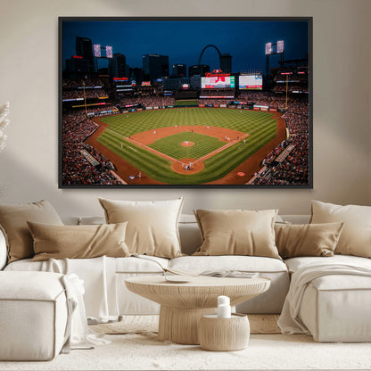 38612-MGV-CV-36X24-Busch Stadium Wall Art Canvas Print, Framed Missouri Stadium Art Picture Print, Busch Stadium Field Perfect Sports Room Decor