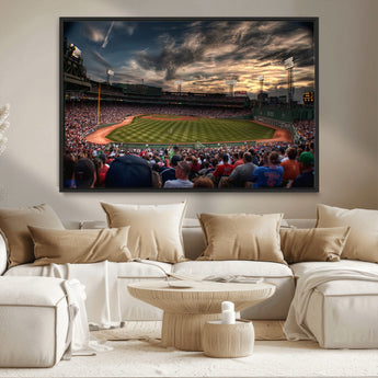 53432-MGV-CV-36X24-Fenway Park Stadium Wall Art Canvas Print, Framed Boston Baseball Stadium Art Picture Print, Massachusetts Fenway Park Perfect