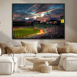 66781-MGV-CV-36X24-Baseball Stadium Wall Art – Canvas Print Evening Game Field Packed Crowd Sunset Sky Sports Photography, Dynamic Decor for Game