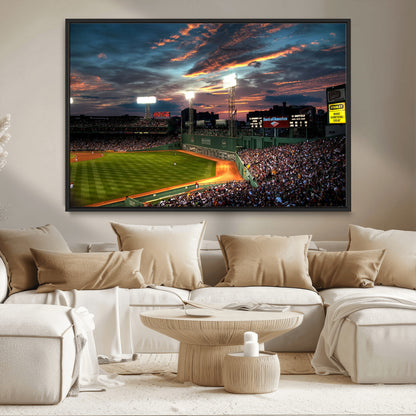 66781-MGV-CV-36X24-Baseball Stadium Wall Art – Canvas Print Evening Game Field Packed Crowd Sunset Sky Sports Photography, Dynamic Decor for Game