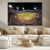 47365-MGV-CV-36X24-Fenway Park Stadium Wall Art Canvas Print, Framed Boston Baseball Stadium Art Picture Print, MLB Stadium Field Perfect Sport Room