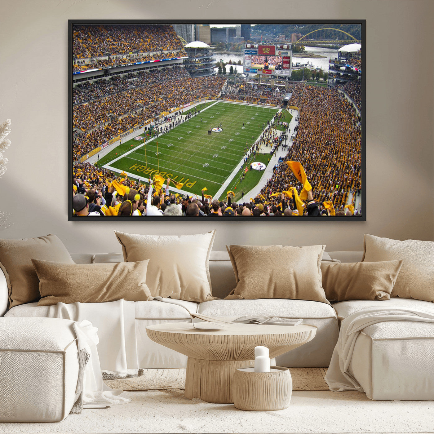 51419-MGV-CV-36X24-Heinz Field Wall Art Canvas Print, Framed Pittsburgh Stadium Field Art Picture Print, Heinz Stadium Field Perfect Sports Room