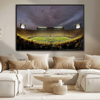 72404-MGV-CV-36X24-Michigan Wolverine Stadium Wall Art Canvas Print, Framed Michigan Stadium Art Picture Print, Football Stadium Perfect Sport Room