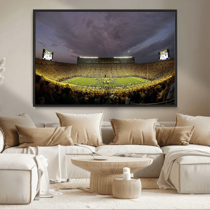 72404-MGV-CV-36X24-Michigan Wolverine Stadium Wall Art Canvas Print, Framed Michigan Stadium Art Picture Print, Football Stadium Perfect Sport Room