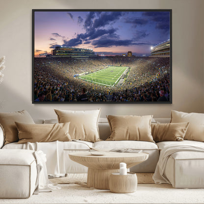 50825-MGV-CV-36X24-Notre Dame Stadium Wall Art Canvas Print, Framed Indiana Stadium Art Picture Print, Football Stadium Perfect Sports Room Decor