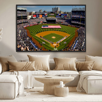 20879-MGV-CV-36X24-Yankee Stadium Wall Art Canvas Print, Framed New York Stadium Art Picture Print, Yankee Field Perfect Sport Room Decor Artwork