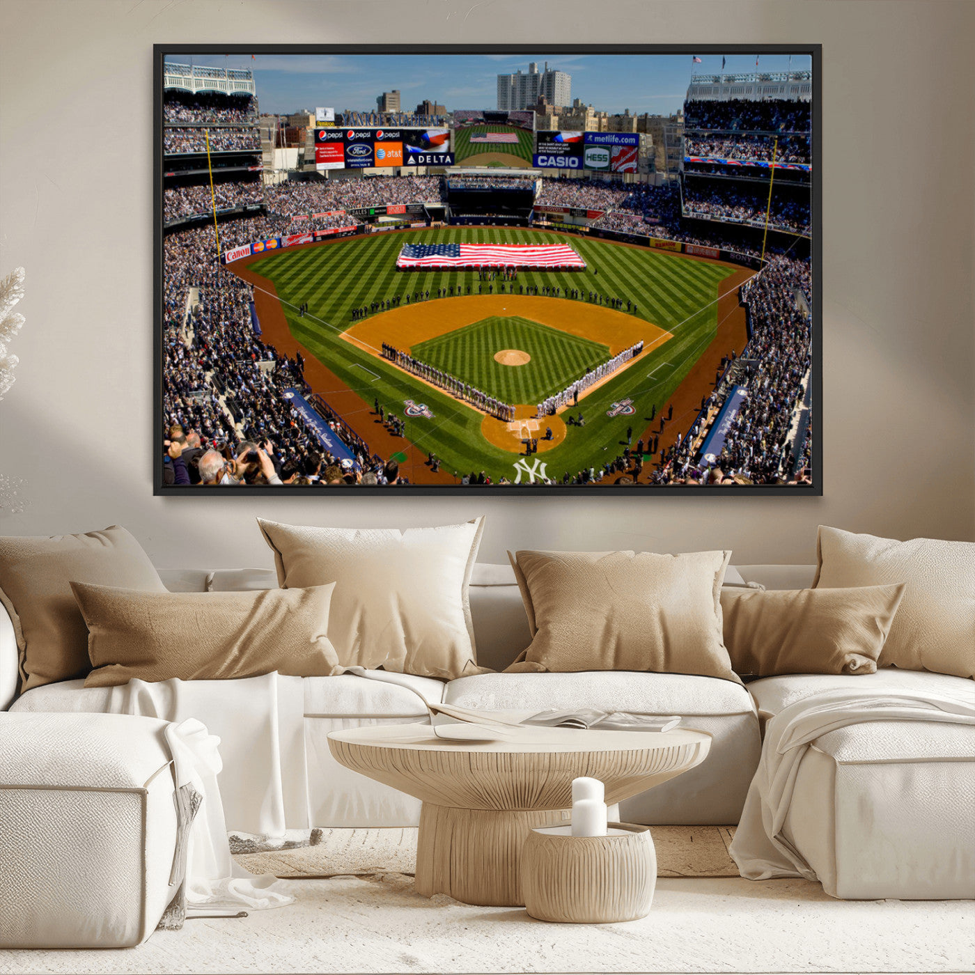 20879-MGV-CV-36X24-Yankee Stadium Wall Art Canvas Print, Framed New York Stadium Art Picture Print, Yankee Field Perfect Sport Room Decor Artwork
