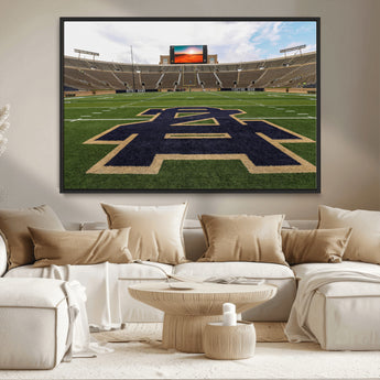 52835-MGV-CV-36X24-Notre Dame Stadium Wall Art Canvas Print, Framed Indiana Stadium Art Picture Print, Notre Dame Field Perfect Sport Room Decor