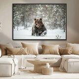 43350-MGV-CV-36X24-Wild Bear in Snow Wall Art – Majestic Wildlife Photography Print, Winter Forest Nature Decor for Cabin, Lodge, Rustic Home,